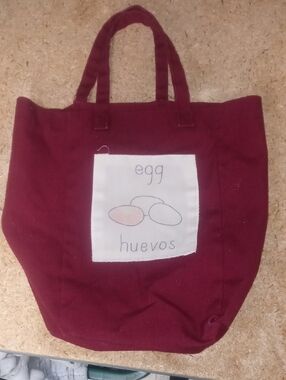 Egg Huevos Burgundy Cotton Tote Bag